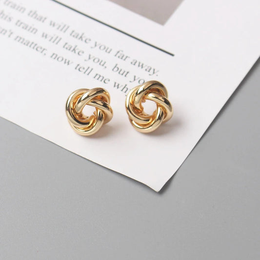 Twist Round Metal Earrings